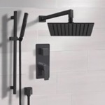 Remer SFR100 Matte Black Shower Set With Rain Shower Head and Hand Shower